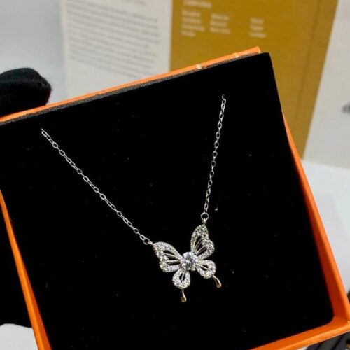 VVS-Moissanite-female-necklace-80000-optionC VVS Moissanite Pave Butterfly Pendant Necklace